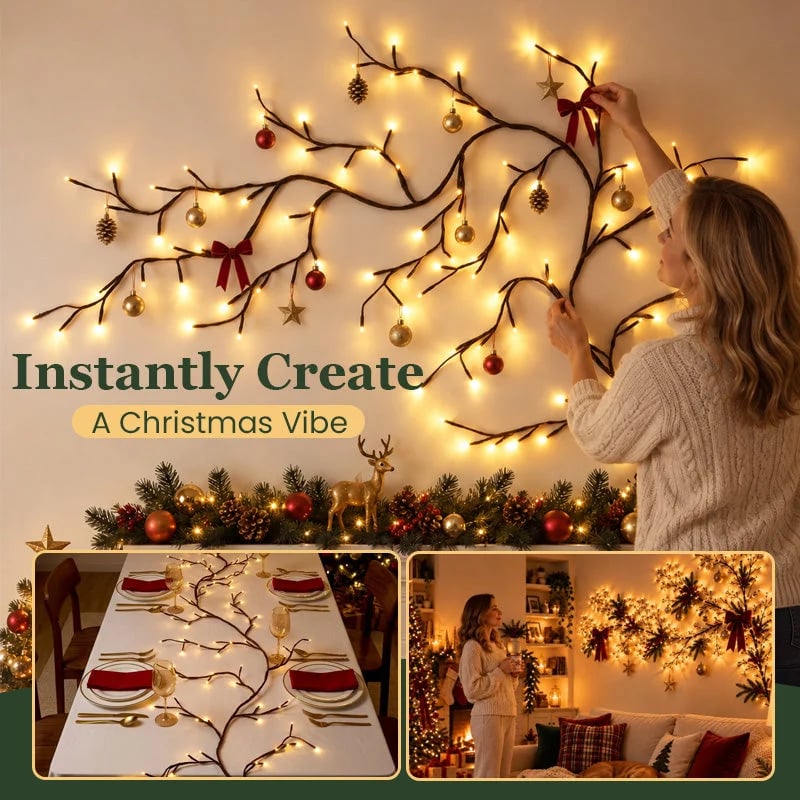 Enchanted Willow Vine Christmas Lights – 8 Lighting Modes & Warm White Glow