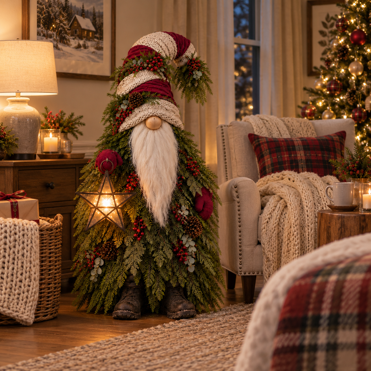 🏠Evergreen Star Gnome™ Lighted Christmas Woodland Decor