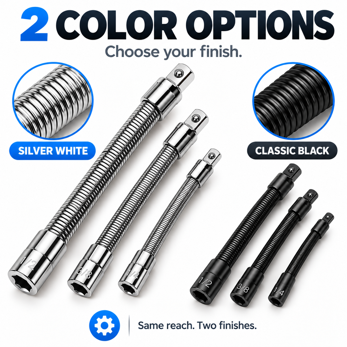 🔧 Flexible Socket Extension Bar Set – 3 Sizes, Bendable Spring Steel, Tight-Space Fastener Access for Automotive Repairs & DIY Projects ⚙️