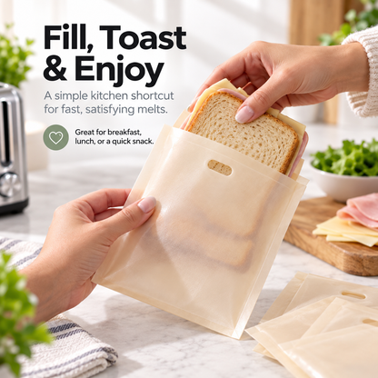 🥪15-Pack Reusable Toaster Bags – Easy-Cleanup Sandwich & Melt Bags