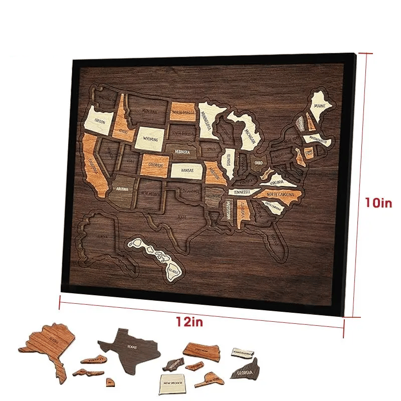 🔥Wooden USA Travel Map Puzzle – Turn Every Trip Into a Memory🧩
