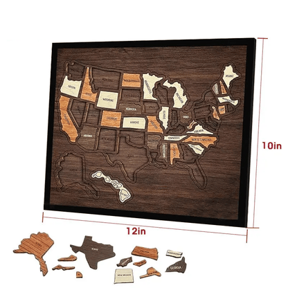 🔥Wooden USA Travel Map Puzzle – Turn Every Trip Into a Memory🧩