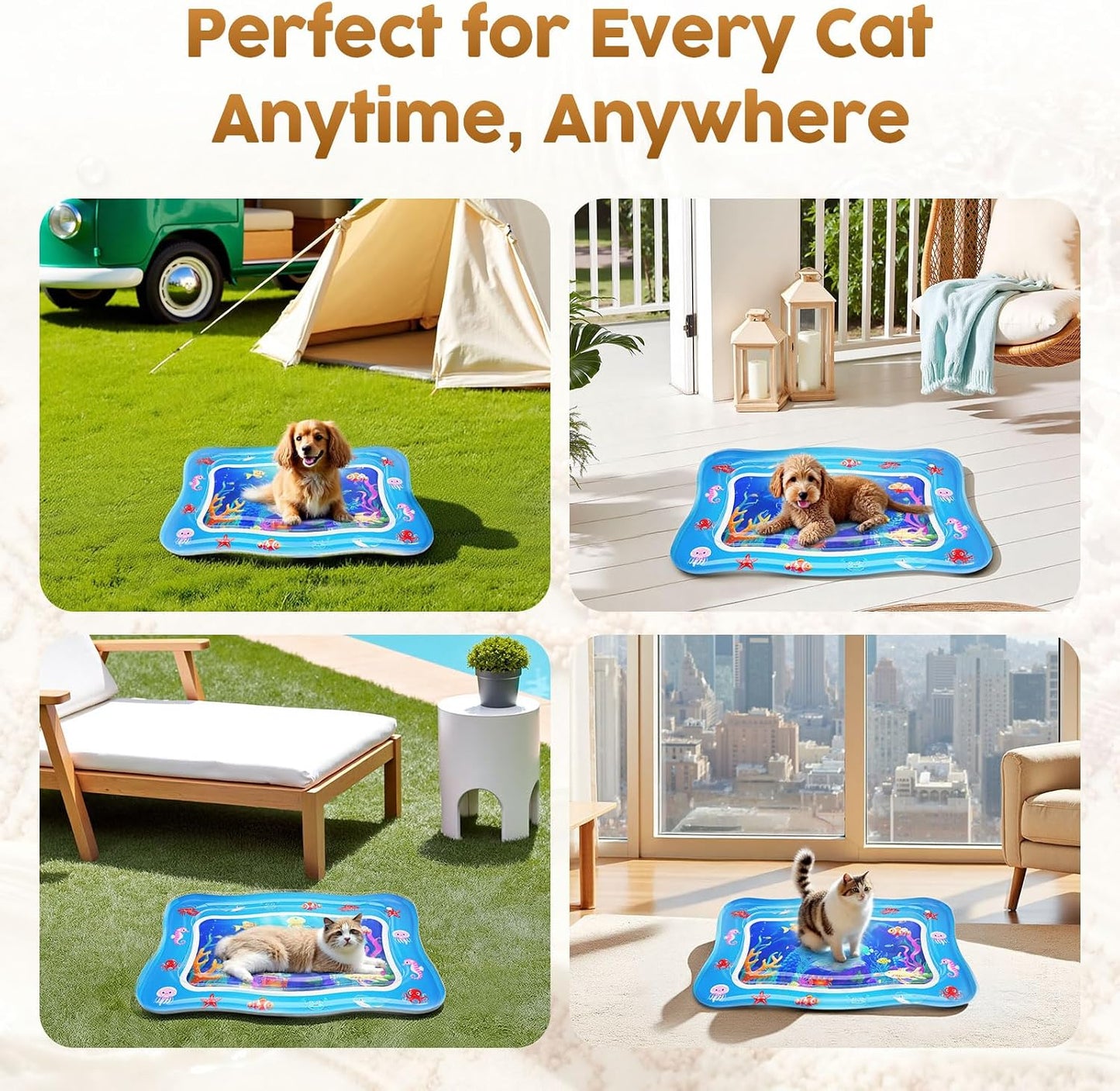 🎁HOT DEAL – Up to 49% OFF🔥 Cat Water Mat - Interactive Cat Toys Upgraded Thickened 0.7mm PVC Cooling & Heating Water Bed with Floating Fish