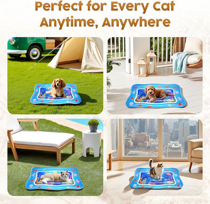 🎁HOT DEAL – Up to 49% OFF🔥 Cat Water Mat - Interactive Cat Toys Upgraded Thickened 0.7mm PVC Cooling & Heating Water Bed with Floating Fish