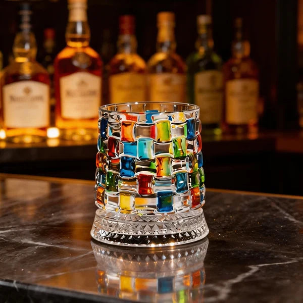 Mosaic Magic Rotating Whiskey Glass