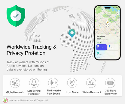 2-Pack Air Tracker Tags Works with Apple Find My (iOS Only) for Worldwide Tracking