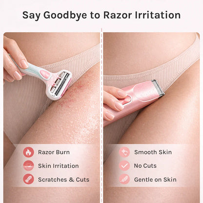 2-in-1 Painless Bikini Trimmer & Precision Shaver for Women