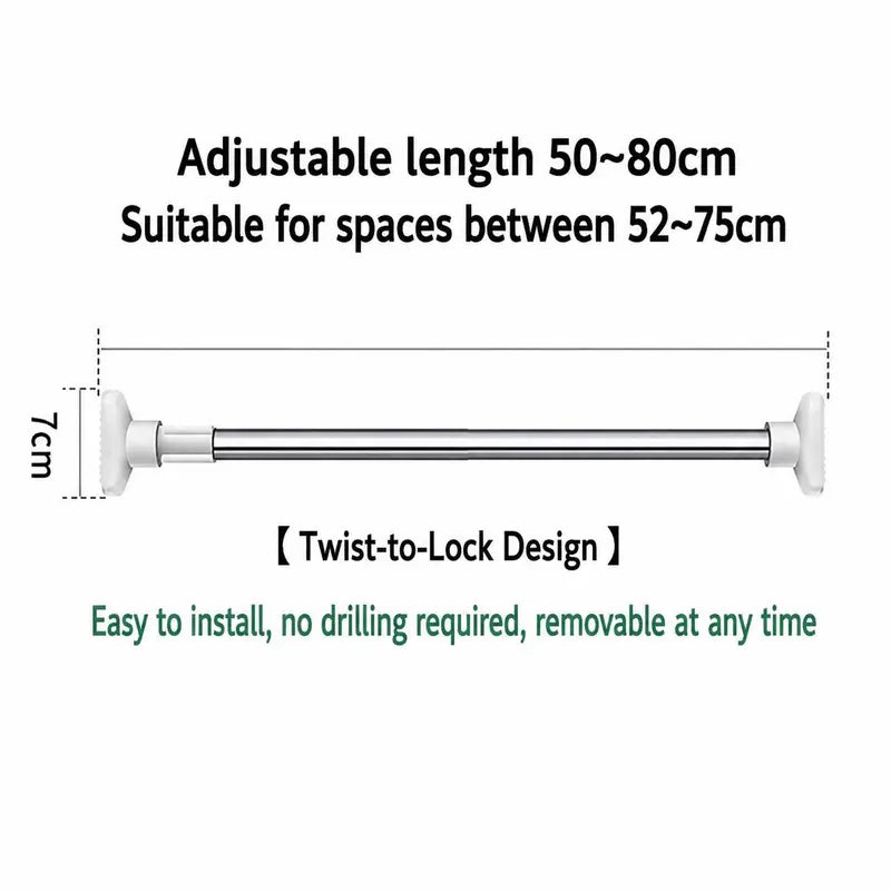 ⚡ Expandable Closet Rod – Punch-Free, Adjustable, No Drilling
