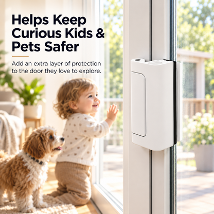 Sliding Door Safety Lock – Quick One-Hand Child & Pet Security Latch