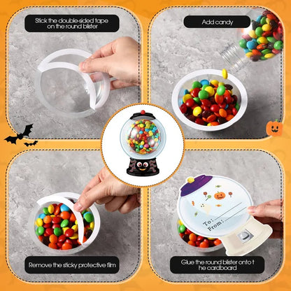 🔥LAST DAY 50% OFF - 🎃🍬30 PCS Halloween Candy Card Kit with Clear Candy Holders & Adhesive Stickers – DIY Trick or Treat Party Favors