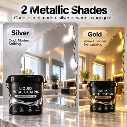 ✨ Liquid Metal Mirror Finish Wall Coating | Silver & Gold Metallic Wall Paint, Luxury Reflective Accent Finish, 1kg Trowel-Apply Interior Decor 🏡