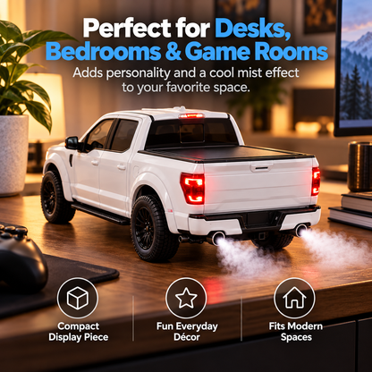 🛻💨 4x4 Pickup Truck Humidifier 🚘✨ Realistic Dual Exhaust Mist 🌫️💡 LED Light-Up Truck Model 🎮🎁 Cool Gift for Truck Lovers