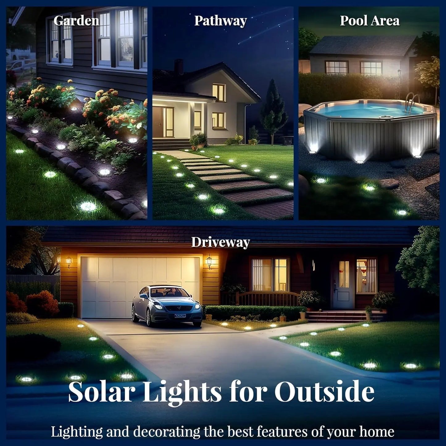 🌙 8-LED Solar Pathway Lights – Auto-On Outdoor Garden Lights