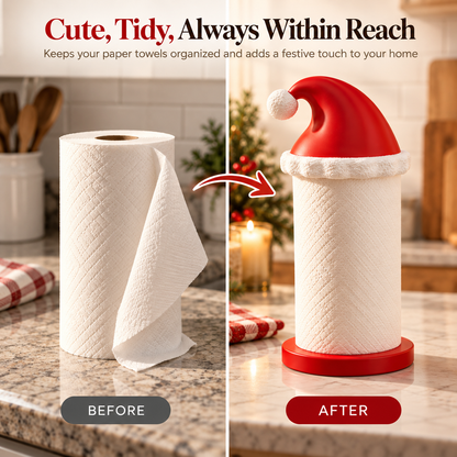 🎅🎃 Festive Holiday Paper Towel Holder 🎄✨ Cute Santa Hat & Pumpkin Design 🏡🍂 Kitchen Countertop Decor 🎁 Perfect Holiday Gift
