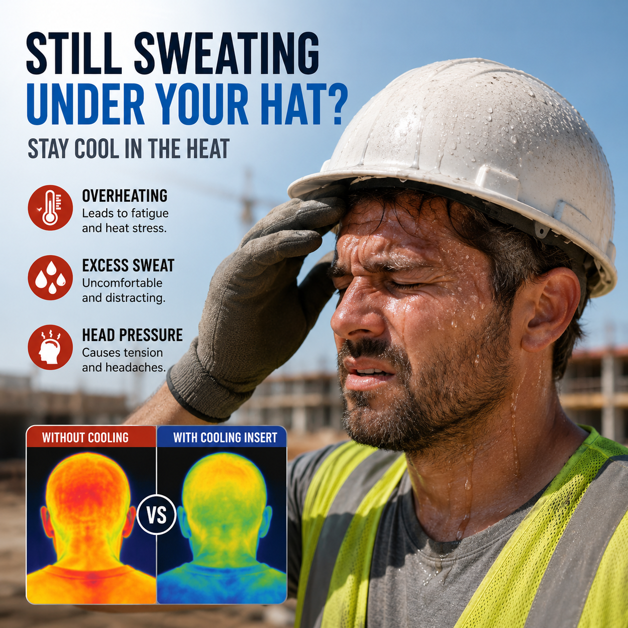 ❄️4PCS  Cooling Hat Insert – Reusable Gel Ice Pack for Helmets & Caps