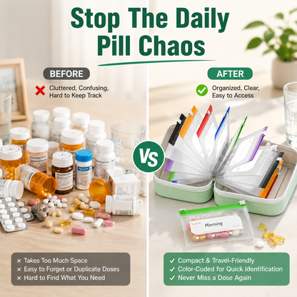 💊14-Pouch Travel Pill Organizer – Waterproof Medicine & Vitamin Case