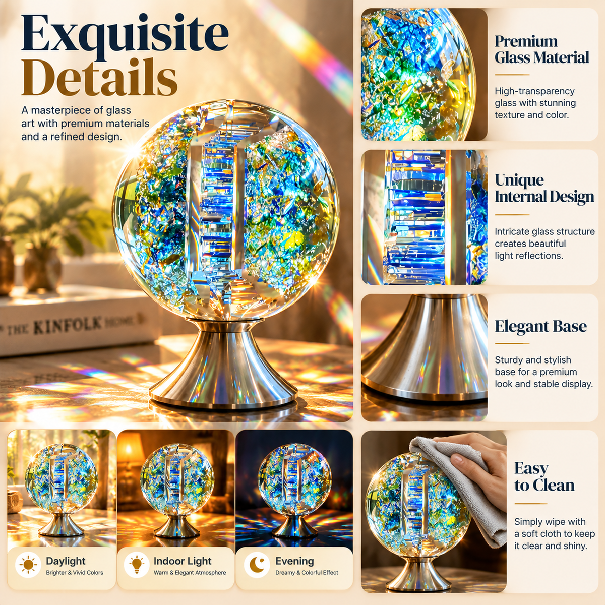 🌈 Crystal Light Sculpture™ – A Stunning Glass Art Piece That Creates Magical Rainbow Reflections