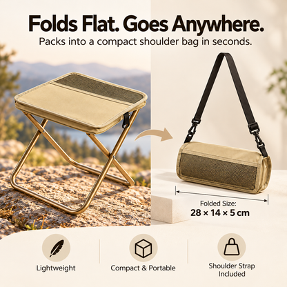 🔥 Portable Folding Stool 🪑✨ – 120KG Heavy-Duty Support 💪 | Ultra-Lightweight & Compact 🎒 | Foldable Chair with Shoulder Bag 🏕️🎶 Perfect for Concerts, Camping, Fishing & Travel 🌿