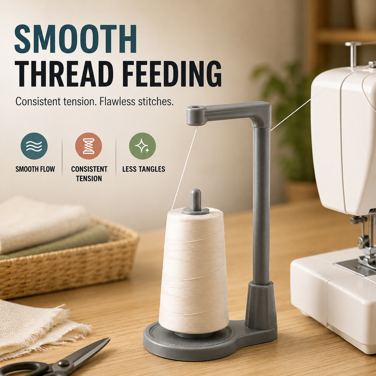 🧵Universal Sewing Machine Thread Holder – Stable Spool Stand for Quilting & Crafting