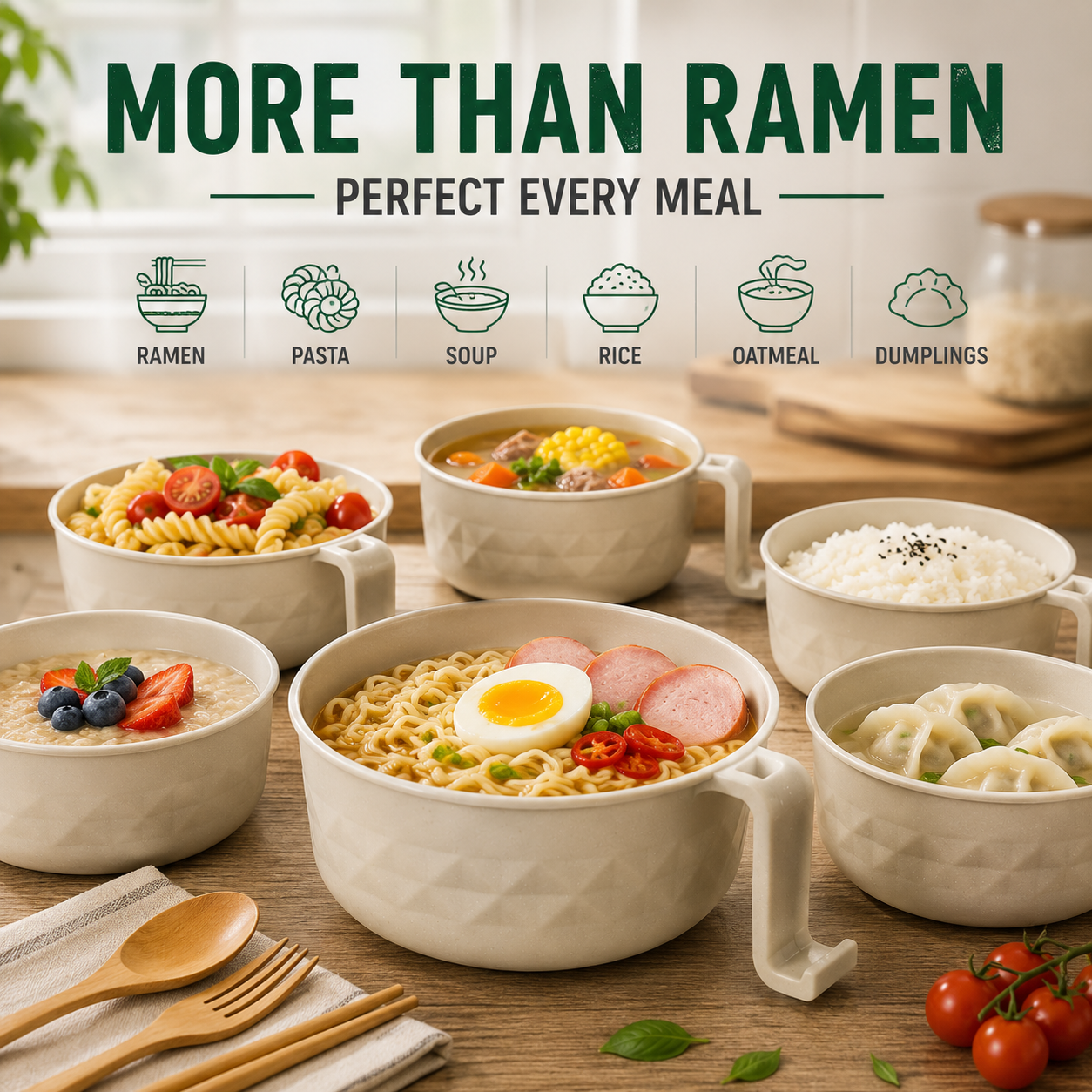 🍜 All-in-One Microwave Noodle Bowl Set | Cook, Drain & Enjoy in Minutes.