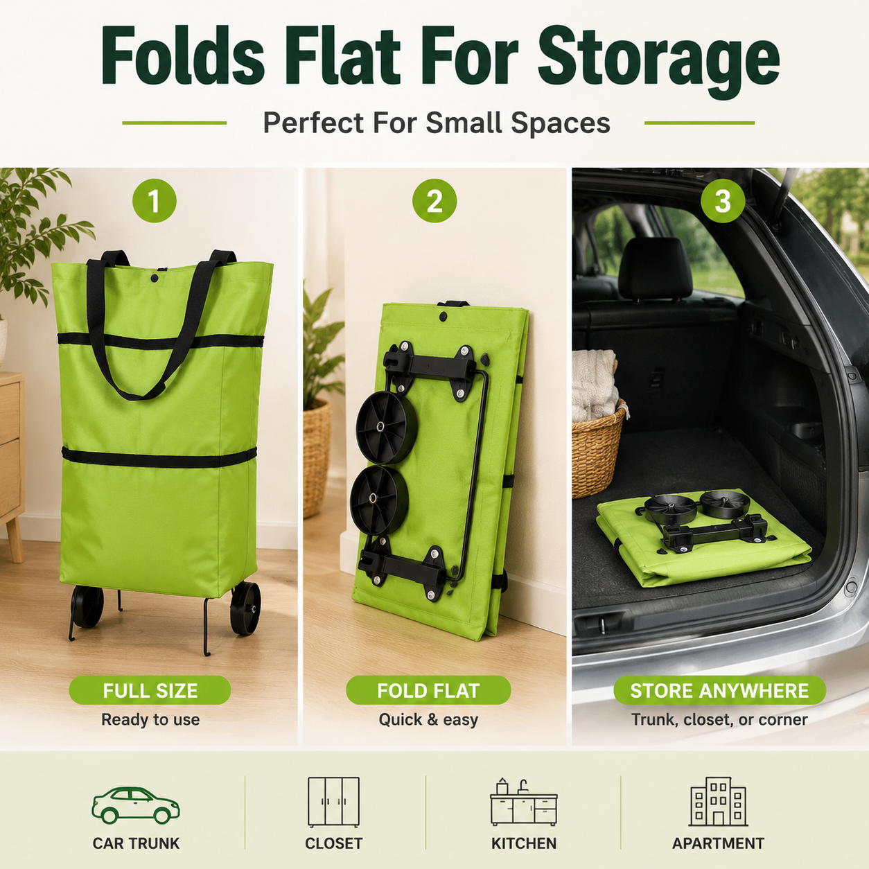 🔥Foldable Grocery Cart Bag – The Rolling Shopping Bag That Saves Your Back