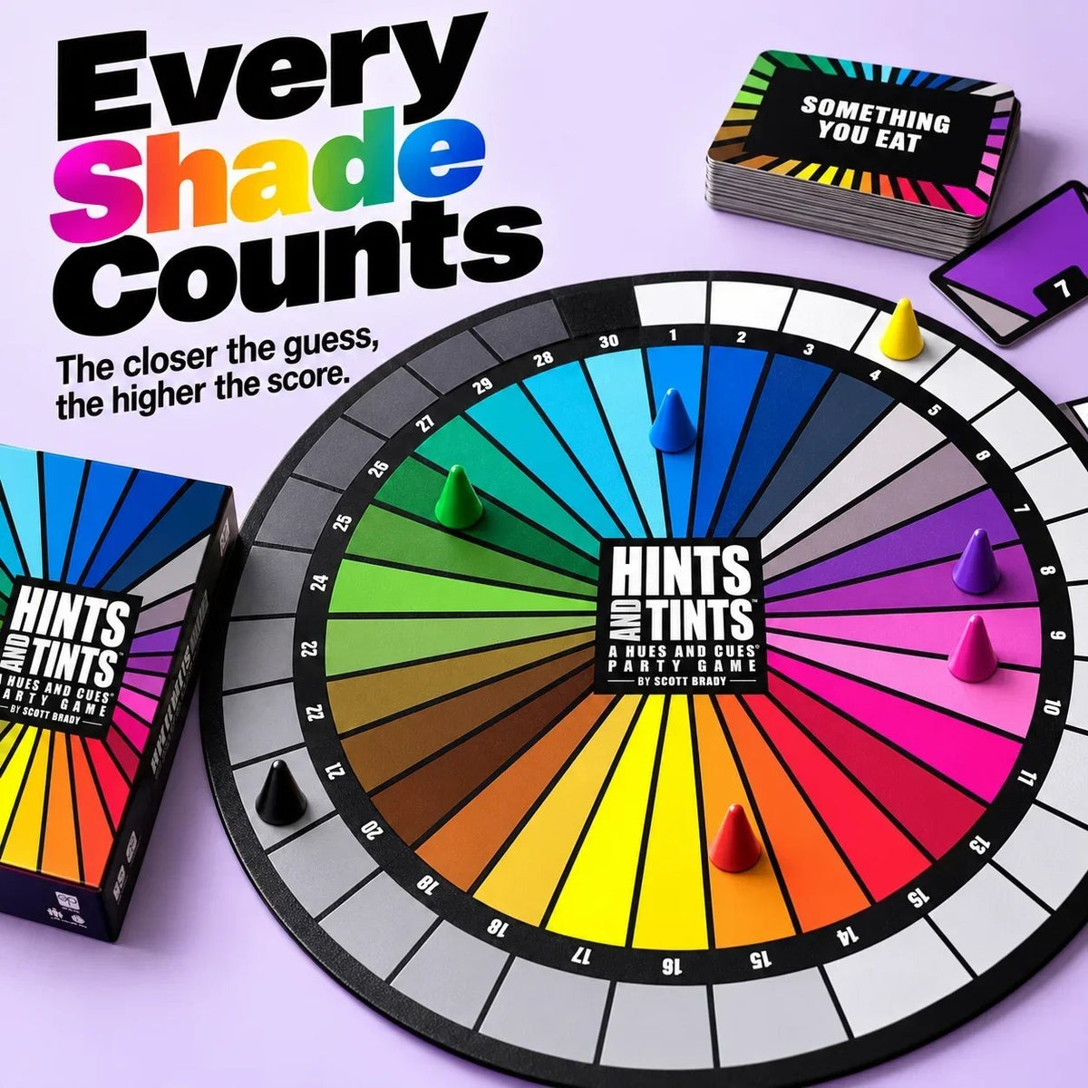 Hints and Tints circular color wheel with colored player pawns