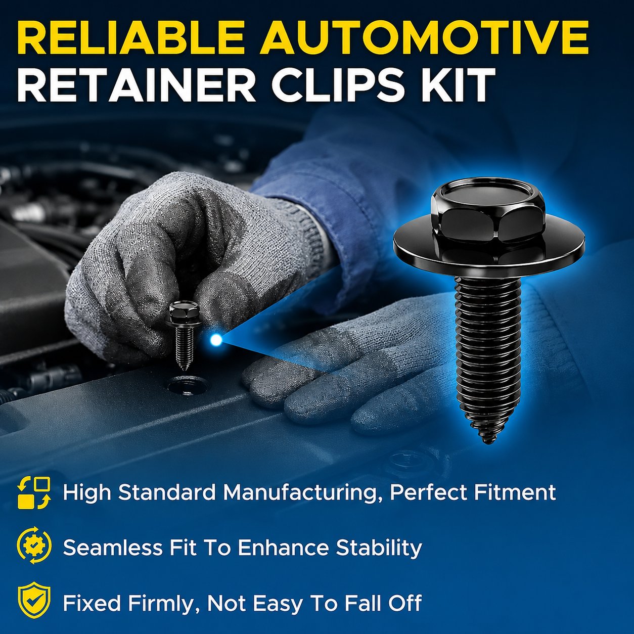⚙️ 50PCS 1/4'' Body Bolts & U-Nut Clips Kit, Universal Automotive Fender Bumper Splash Shield Fastener Retainer Set