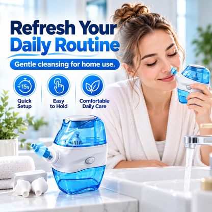 💧 NoseEase™ Electric Nasal Irrigator – Gentle Nasal Cleaning & Suction Care for the Whole Family