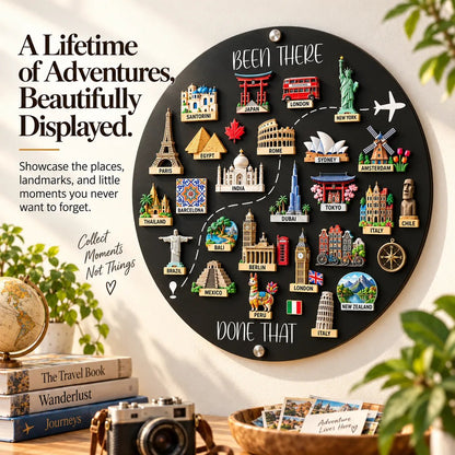 🌍 Been There, Done That™ Travel Magnet Display Board ✈️ | Wall Decor for Travel Memories 🎁