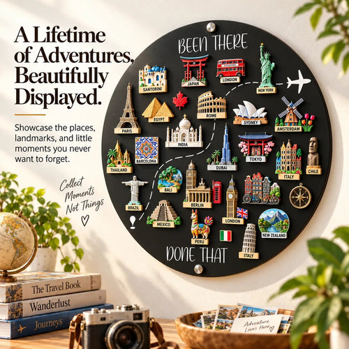 🌍 Been There, Done That™ Travel Magnet Display Board ✈️ | Wall Decor for Travel Memories 🎁