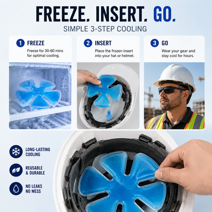 ❄️4PCS  Cooling Hat Insert – Reusable Gel Ice Pack for Helmets & Caps
