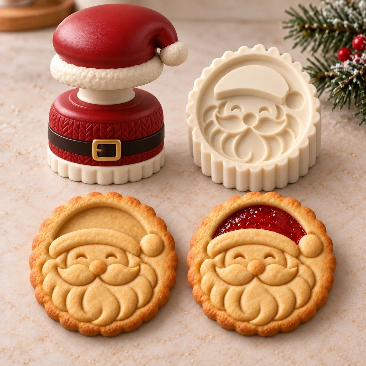🎄🍪 Christmas Jam Cookie Press – Festive Character Cookie Stamps with Embossed Designs & Jam-Fill Centers | Holiday Baking Fun 🎅❤️
