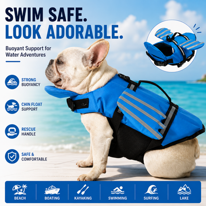 🐶Dog Life Jacket, High Buoyancy Wings Pet Life Vest with Extra Chin Float🔥