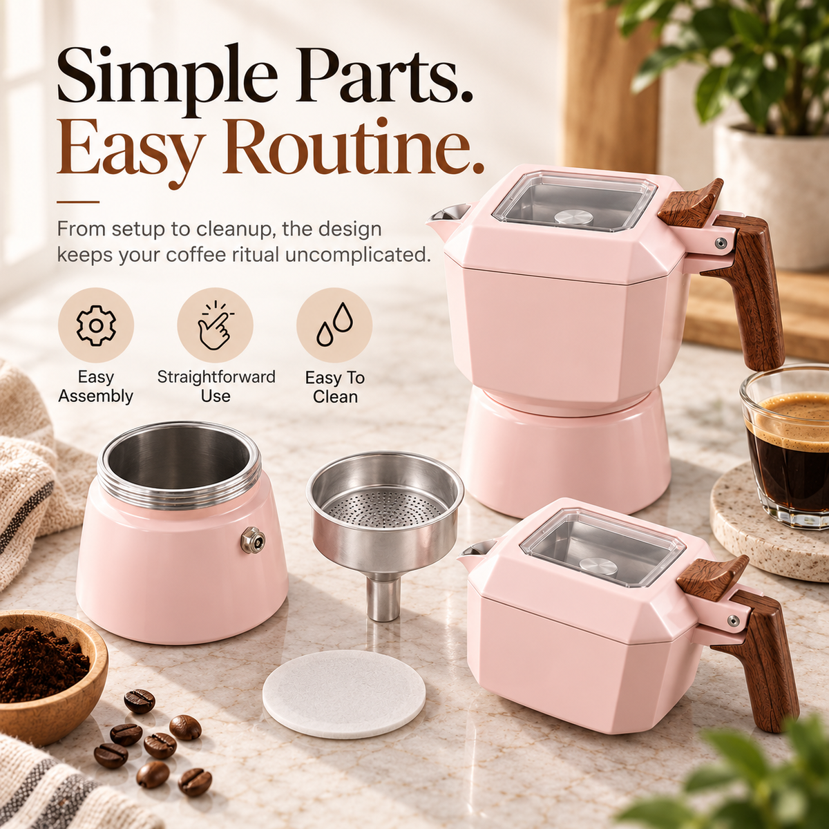 ☕ Compact Stovetop Coffee Maker – Watch Your Coffee Brew