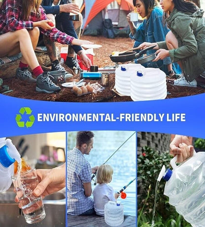 15L Foldable Water Container with Tap Portable Collapsible Water Storage Tank Water Carrier Lifting Bag Leakproof Water Pouch Camping Water Jug Travel Water Dispenser Outdoor Water Storage