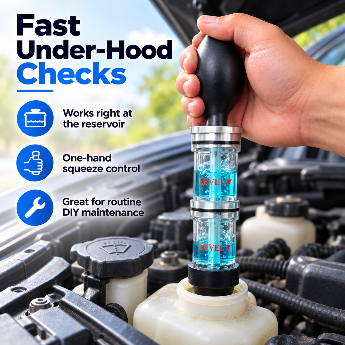 🔧 Dual-Chamber Head Gasket Leak Tester – Visual Combustion Leak Check Tool