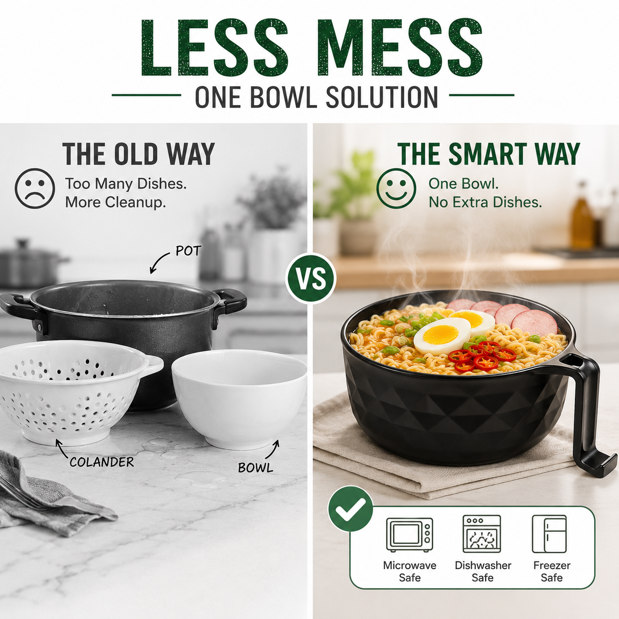 🍜 All-in-One Microwave Noodle Bowl Set | Cook, Drain & Enjoy in Minutes.