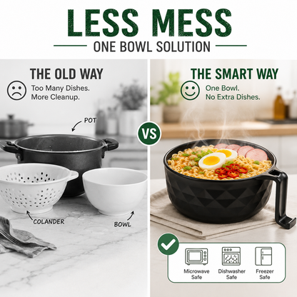 🍜 All-in-One Microwave Noodle Bowl Set | Cook, Drain & Enjoy in Minutes.