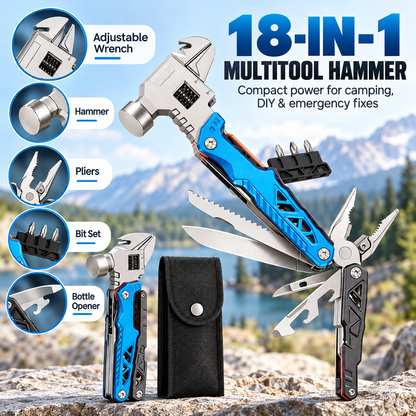🔧18-in-1 Hammer Multitool – One Tool for Everyday Fixes & Outdoor Adventures