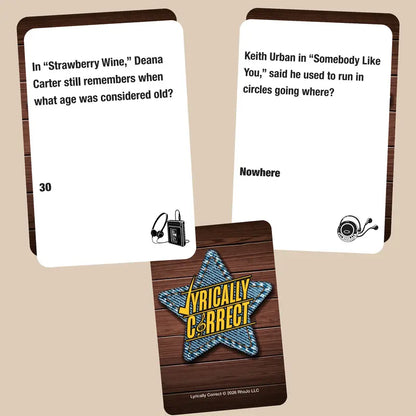 Lyrically Correct Boots & Ballads 90s and 2000s Country Music Trivia Card Game, 150 Cards