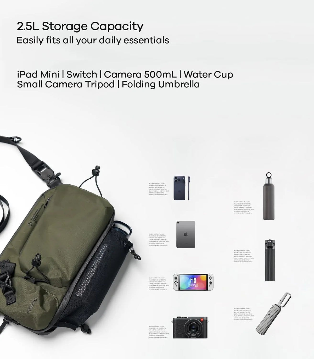 AULUMU B01 Urban Transit Sling Bag – Expandable Storage with Magnetic Phone Mount