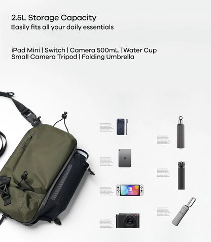 AULUMU B01 Urban Transit Sling Bag – Expandable Storage with Magnetic Phone Mount