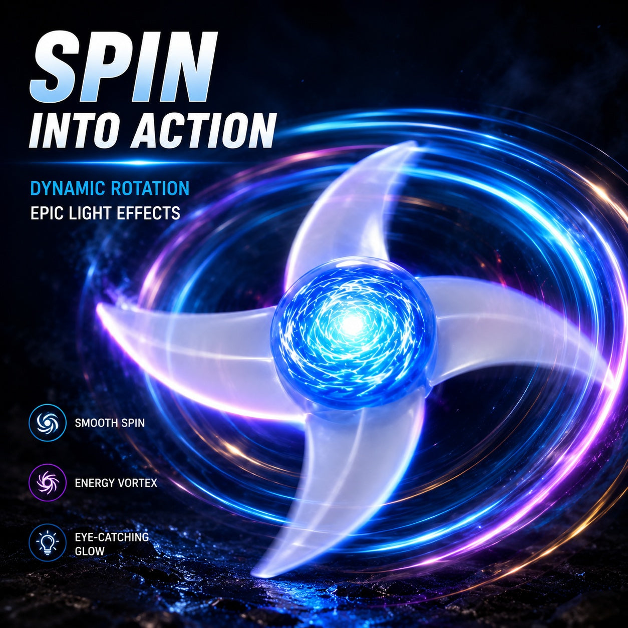 Spinning RGB Shuriken Light with 9 Lighting Effects