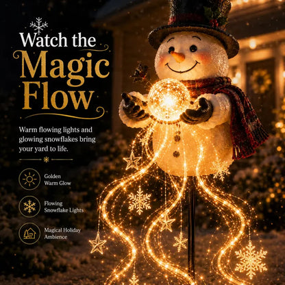 ⛄Snowman Magic Fountain-Flowing Snowflake LED Christmas Garden Light❄️