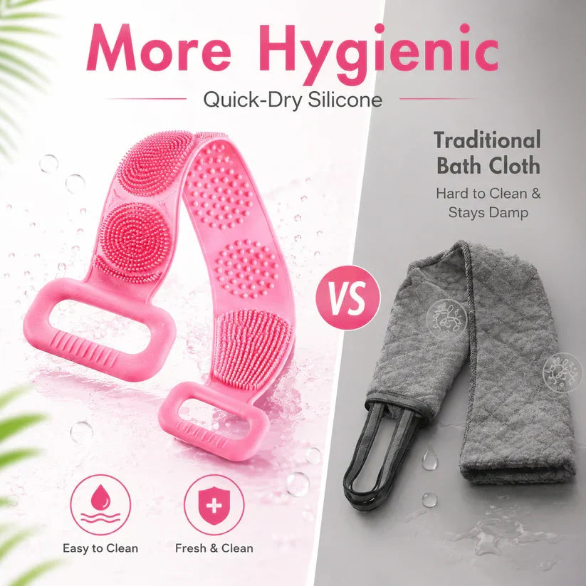 🛁 Double-Sided Silicone Back Scrubber – Long Exfoliating Bath Brush