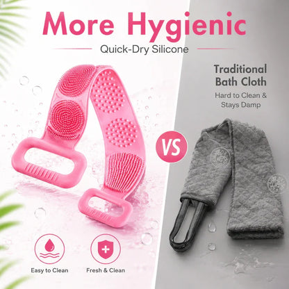 🛁 Double-Sided Silicone Back Scrubber – Long Exfoliating Bath Brush