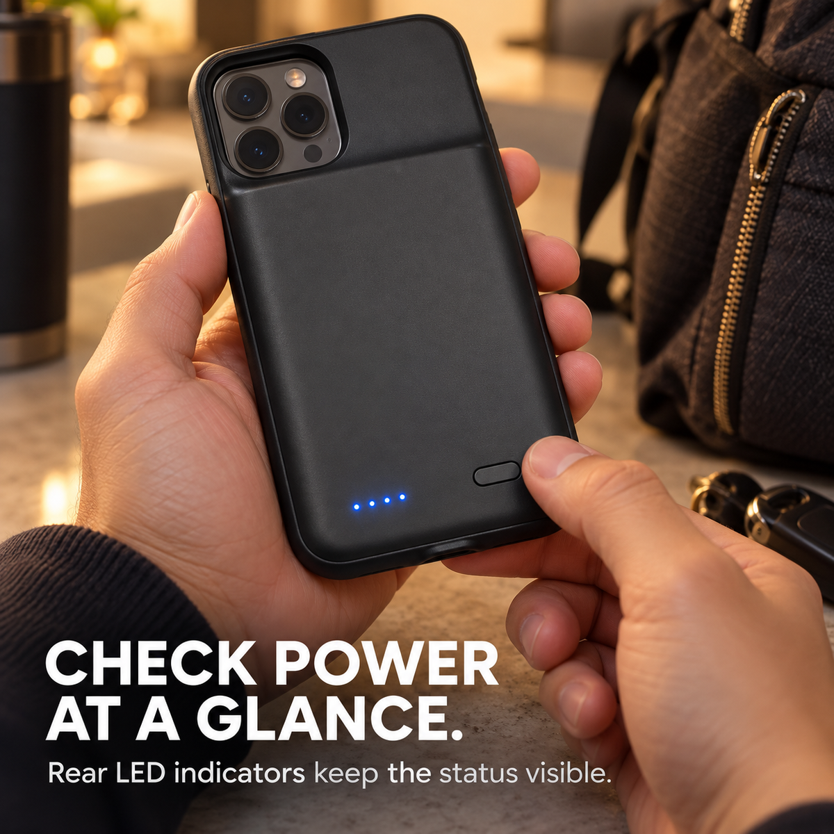 🔋📱 iPhone Battery Charging Case – 6800mAh / 7000mAh Built-In Power Bank, 4 LED Battery Indicators & Slim Everyday Design | Travel-Ready Backup Power ⚡