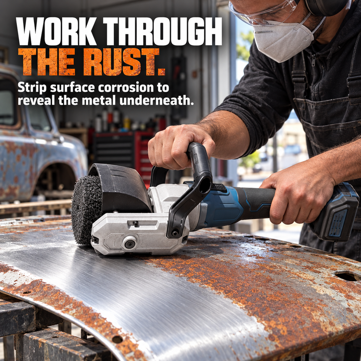🔧⚡ Cordless Drum Surface Conditioning Tool – Heavy-Duty Rust & Paint Removal Machine for Automotive Metal Restoration, Surface Preparation & DIY Workshop Projects 🚘
