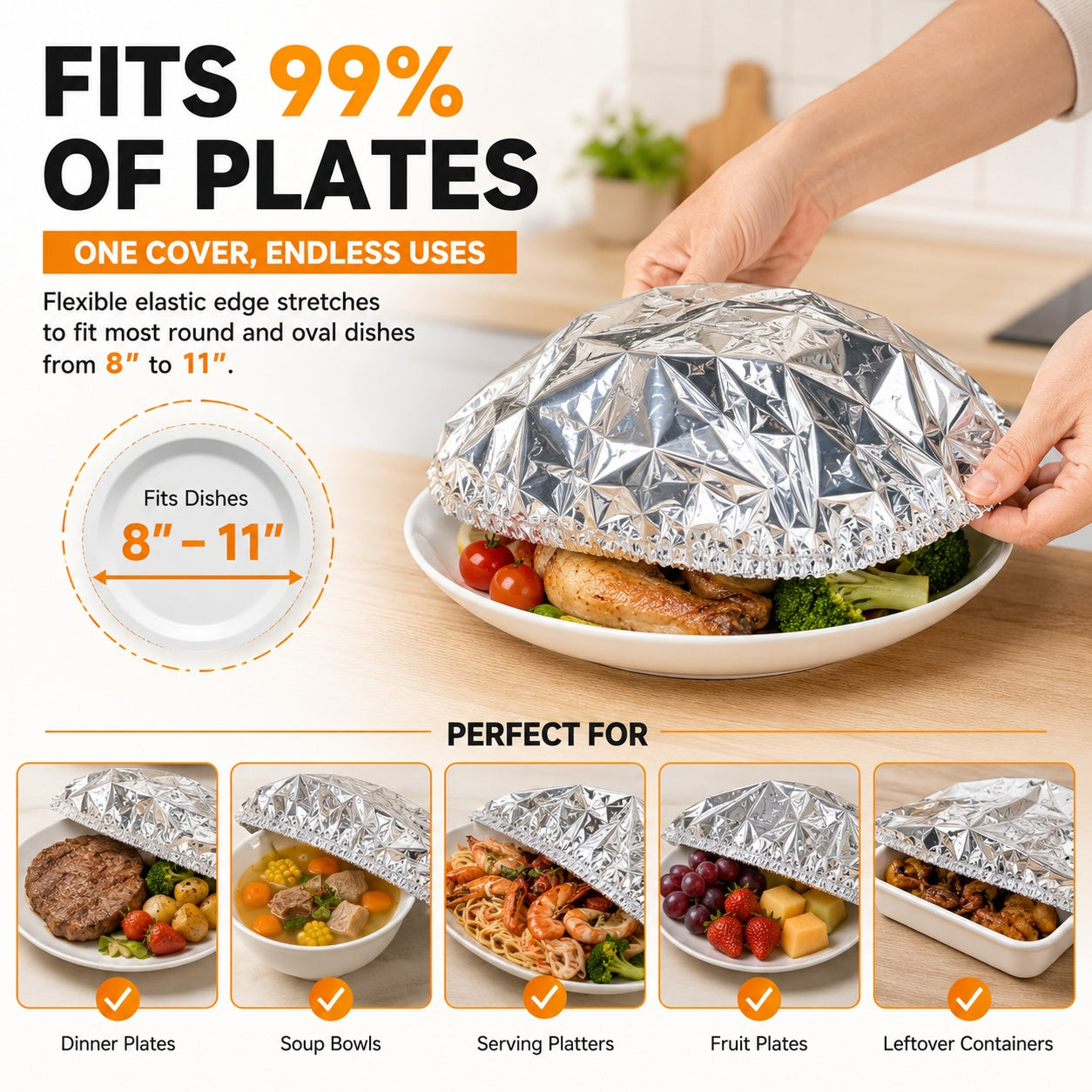 🔥50PCS Reusable Aluminum Food Cover – Keep Meals Warm, Fresh & Ready to Serve
