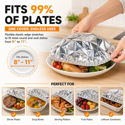 🔥50PCS Reusable Aluminum Food Cover – Keep Meals Warm, Fresh & Ready to Serve